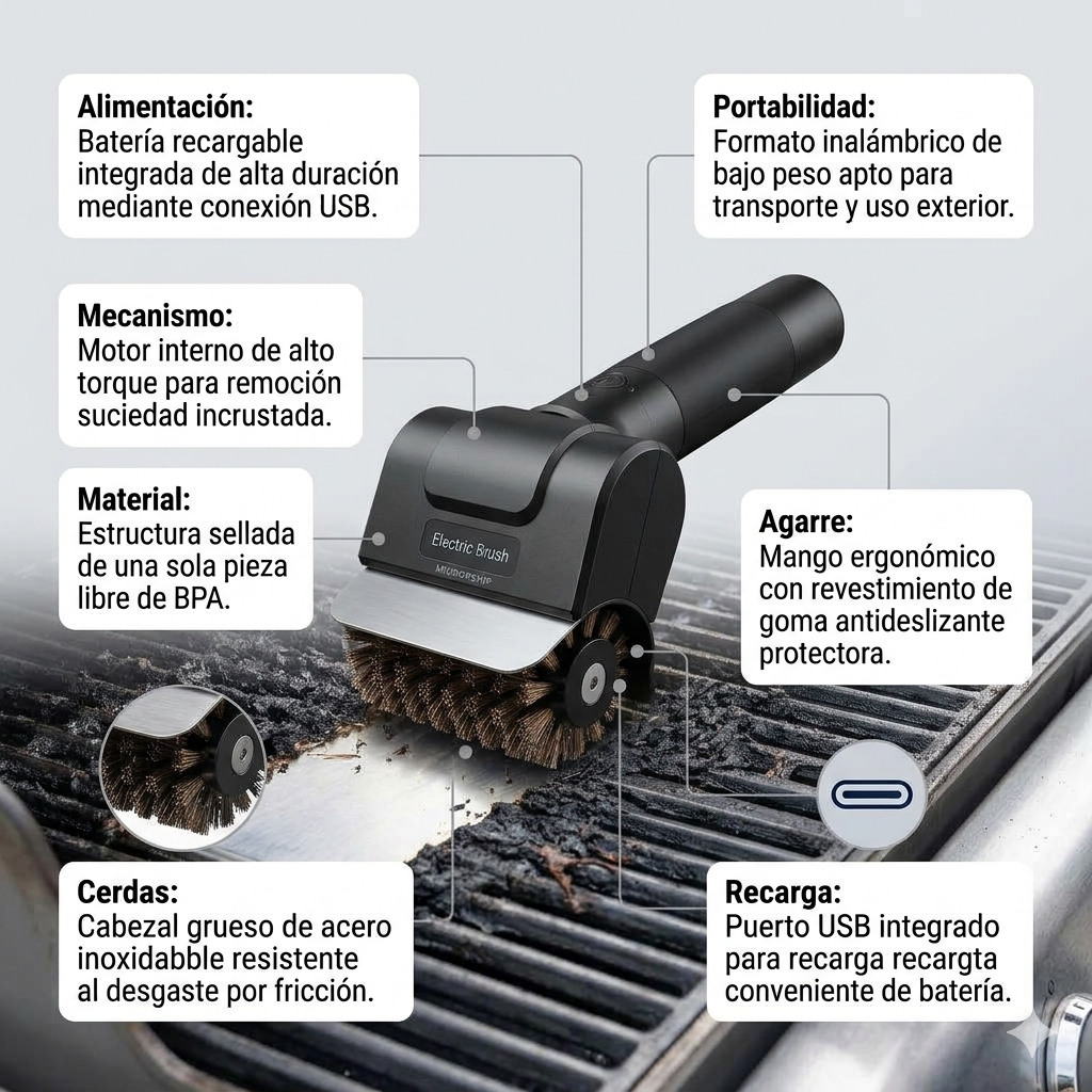 Cepillo Eléctrico LIMPIA PARRILLAS