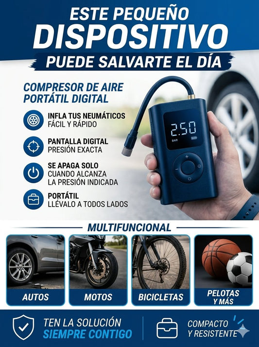 Compresor Inflador De Neumáticos Portátil